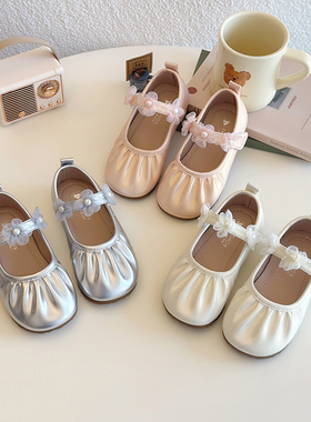 真皮女童皮鞋2025春秋季新款儿童软底女孩时尚豆豆鞋休闲演出单鞋