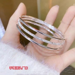 s999纯银手镯女实心闭口手环镯子三生三世平安锁莫比乌斯铜钱厂家