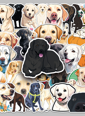 100张拉布拉多猎犬Labrador retriever贴纸卡通可爱萌宠小狗防水涂鸦装饰手账平板保护套电脑行李箱咕卡贴纸