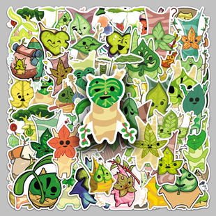 100张塞尔达传说korok贴纸游戏人物彩绘可爱卡通图案旅行箱手机壳电瓶车头盔保温杯装 饰自带背胶防水无痕贴纸