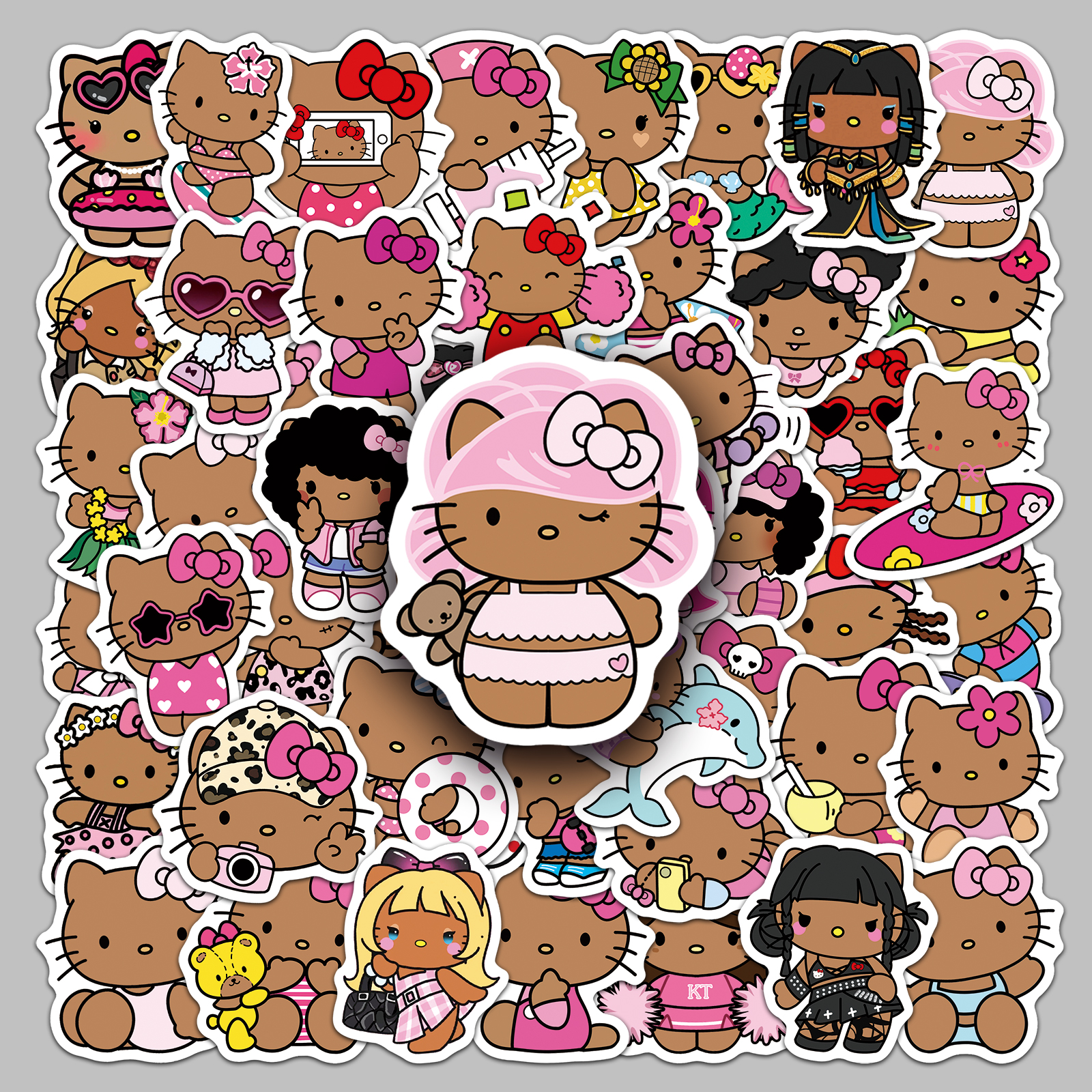 夏威夷黑皮HelloKitty贴纸可爱