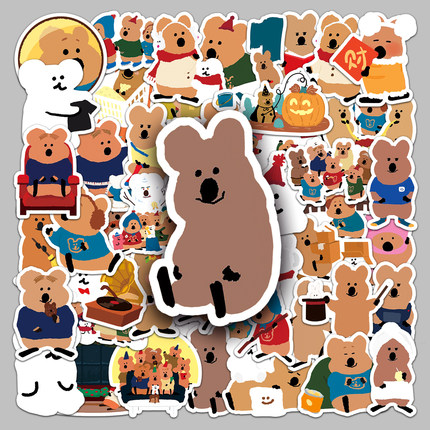 100张柿子椒熊贴纸可爱卡通蠢萌创意图案装饰贴画笔记本电脑拉杆箱电动车自行车水杯吉他摩托车ipad防水贴纸