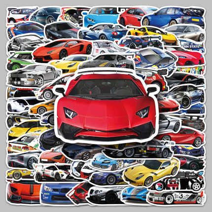 102汽车贴纸赛车跑车越野炫酷潮流创意素材装饰贴画汽车滑板头盔电脑平板手机壳笔记本旅行箱拉杆箱防水贴纸