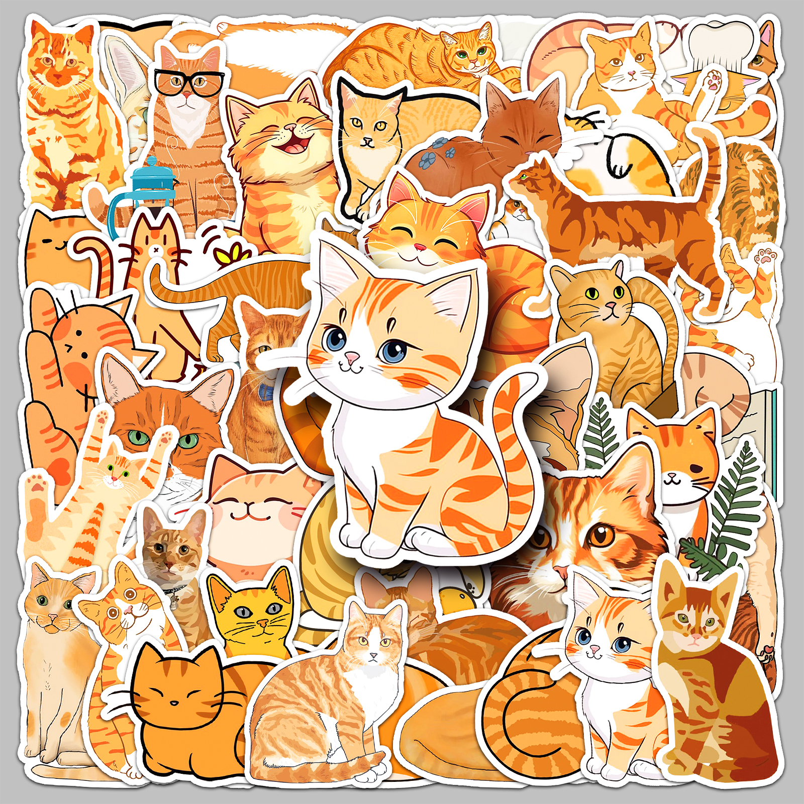 100张橘猫可爱卡通防水无痕贴纸
