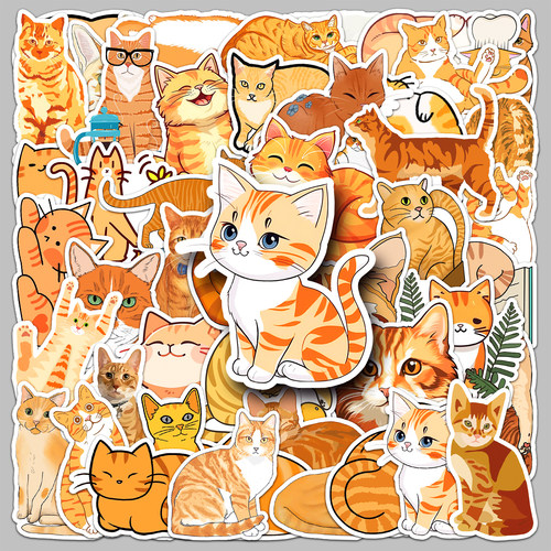 100张橘猫可爱卡通防水无痕贴纸