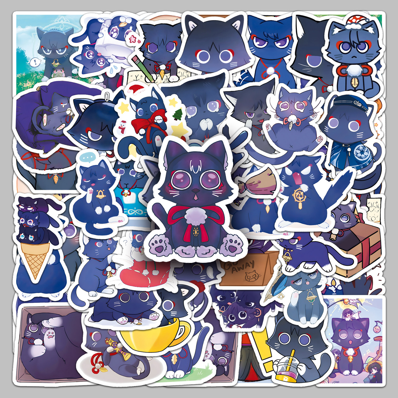 102张原神散猫猫Q版贴纸可爱猫咪散兵动漫周边贴纸DIY装饰学生