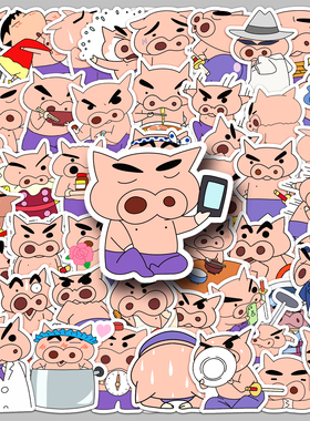 100张肥嘟嘟左门卫卡通可爱蜡笔小新日漫贴纸不理不理左卫门高清周边彩绘装饰手账素材水杯头盔行李箱DIY贴纸