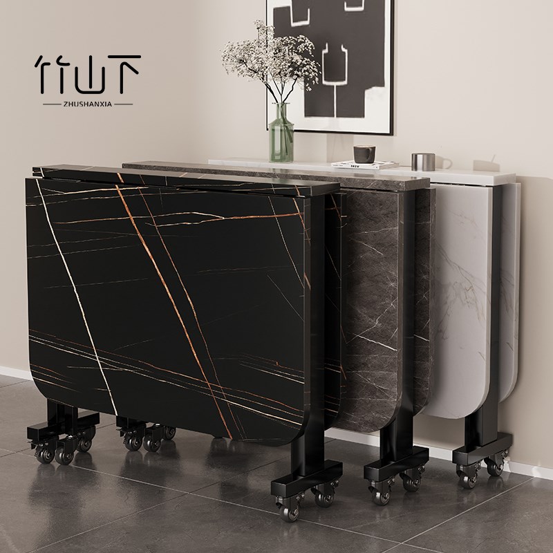 折叠薄餐桌家用小户型2025新款现代简约可移动长方形1X0人吃饭桌