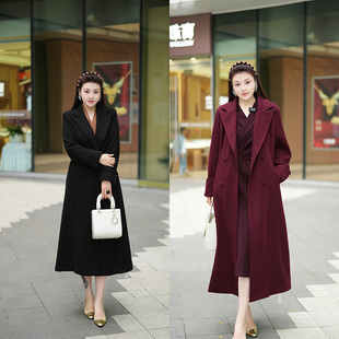 【大衣】XYD71749加厚双排扣正肩外套显瘦百搭大码女装毛呢大衣