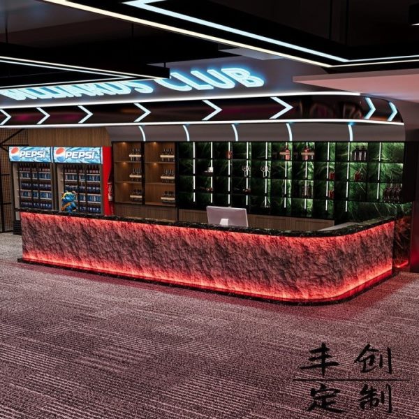 店球厅吧台会所民宿酒吧台健身接待台足浴工业风收银台前台文化石