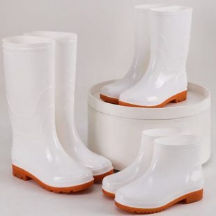 卫白色高筒中食品生雨鞋 防滑靴女工作雨靴厂水鞋 加绒厨房食堂专用