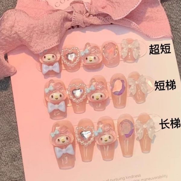 岁美甲贴女孩指甲贴女童长款片1012岁可假指甲儿童专用穿戴甲