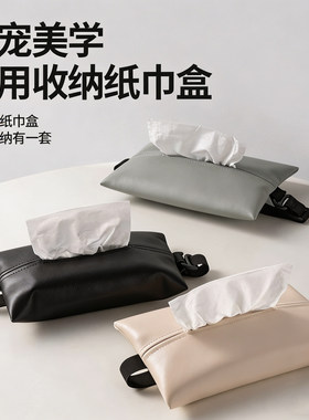 车载纸巾盒挂式绑带高级感收纳盒