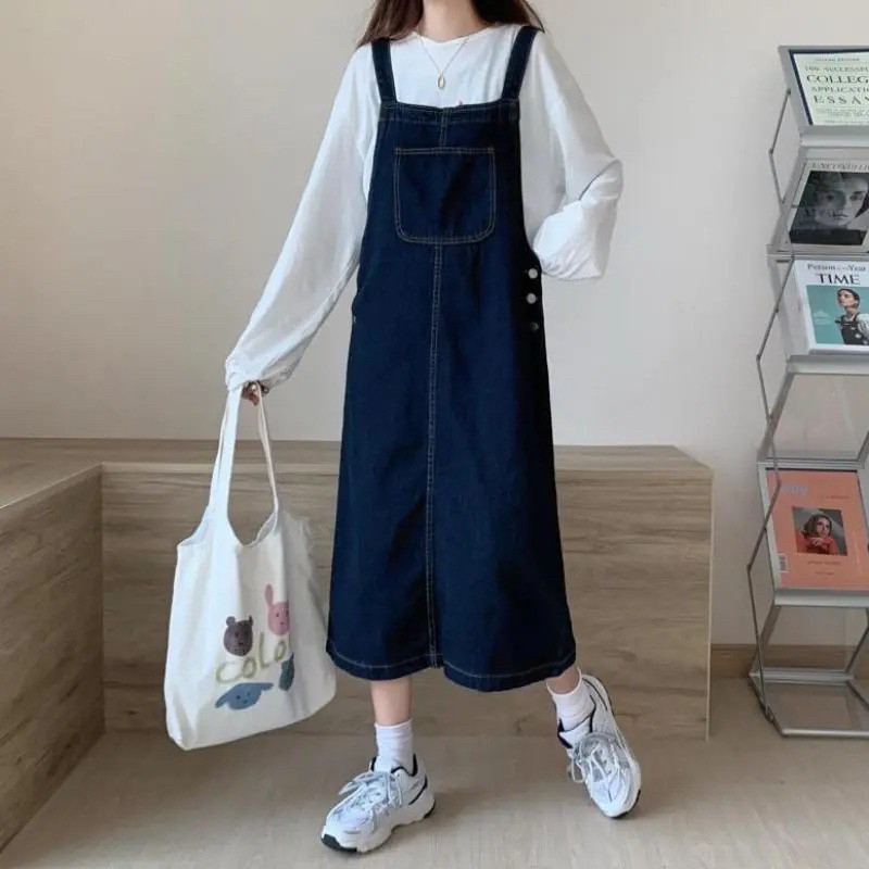 减龄气质牛仔背带裤女宽松2024年新款韩版直筒连体长裤背带裙_JIAO   潮品汇_女装/女士精品-第2张图片-提都小院