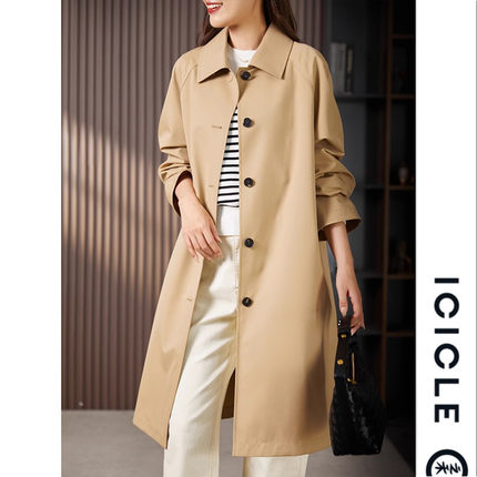 ICICLE之禾正品代购2024春季新款高级感优雅显瘦通勤大衣中长外套