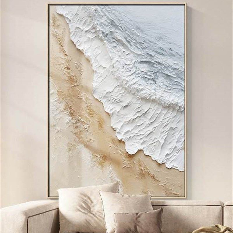 大芬油画村海浪奶l油风肌理感挂画抽象客厅玄关装饰画沙发背景壁,家居饰品,油画,淘宝优惠券,粉丝福利购,淘宝优惠卷