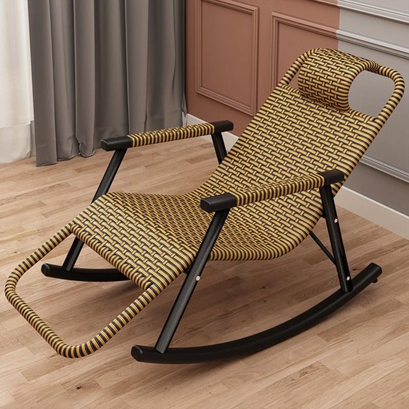 新中式藤椅懒人摇摇椅中老年躺椅阳台晒太阳乘凉客厅家用藤编摇椅