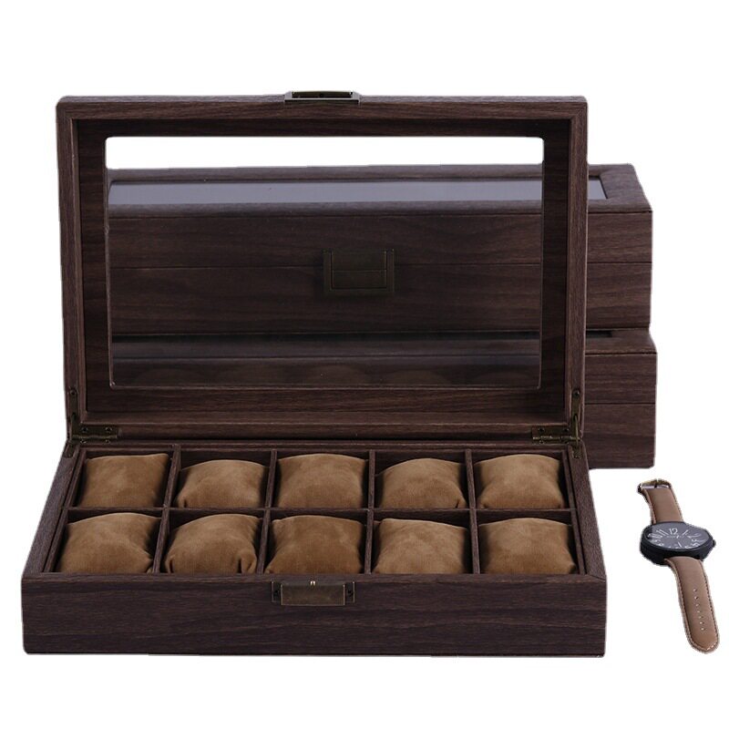 檀韵致远树皮纹PU皮革61012手表盒珠宝首饰收S纳展示包装盒子包邮