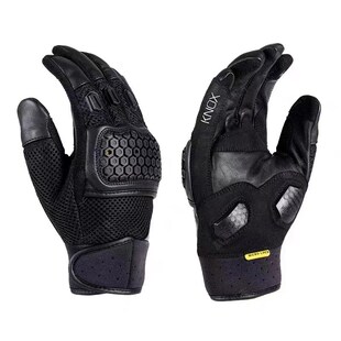英国Knox摩托车手套哈雷骑士杜卡迪拉力夏季透气触U屏防摔全指黑