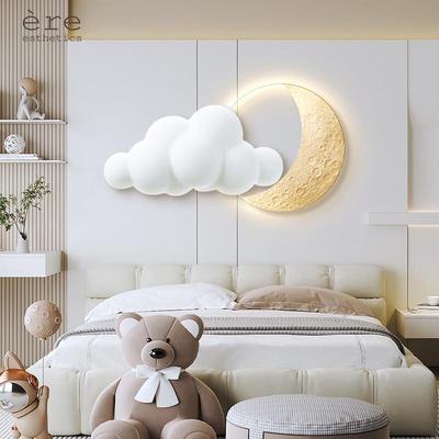 定做奶油c风墙室装饰球感画治愈云朵主卧卧床头高级月客系厅背景