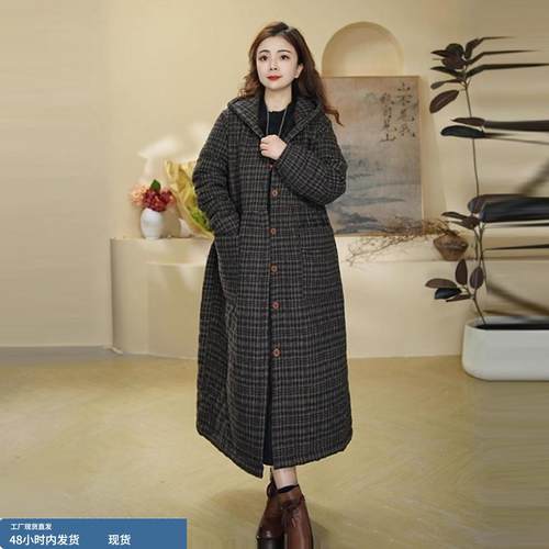 欧货北极绒棉服外套女冬季新款中长款大码宽松妈妈加绒加棉大衣女