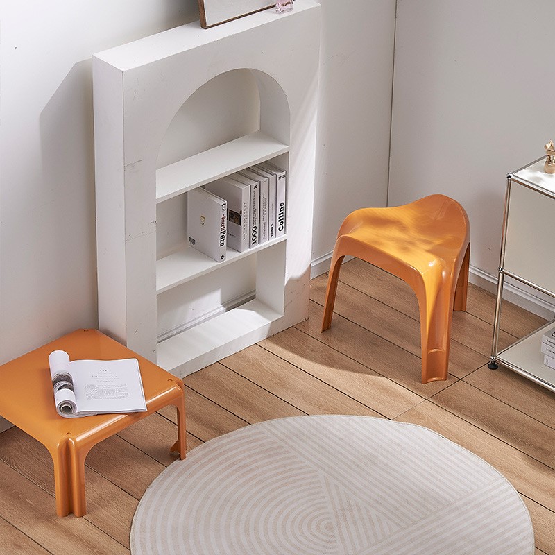 北欧中古小矮凳门口换鞋凳家用简约浴室小凳子网红可叠放家用餐凳