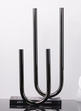 现代Z03076-7轻奢金风色x金电镀型管花瓶玄关客插花厅器售楼处属