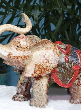 清仓!199g元高温窑变彩绘大象陶瓷装饰品家居饰品摆件工艺品