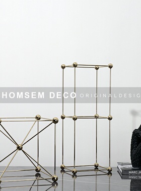 简约现代几何创意框架金属点线球C软装饰品家居售楼处样板房间摆