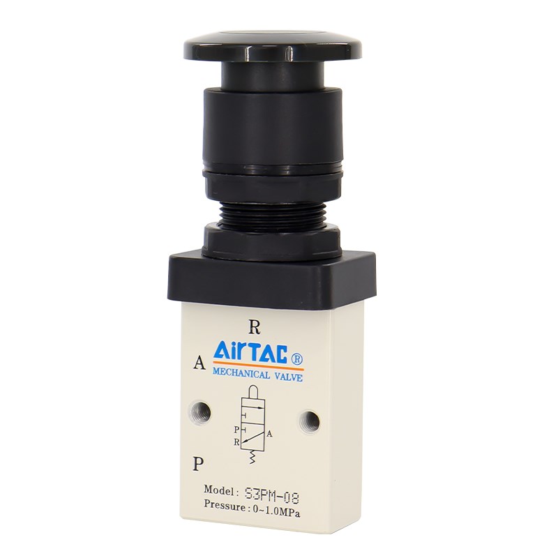 新款机械a阀S3PM-M5/06/08R蘑菇头按钮型控制阀手动开关阀