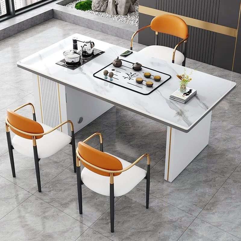 岩板茶桌椅组合现代简约储物轻奢茶C几桌家用阳台办公室一体泡茶