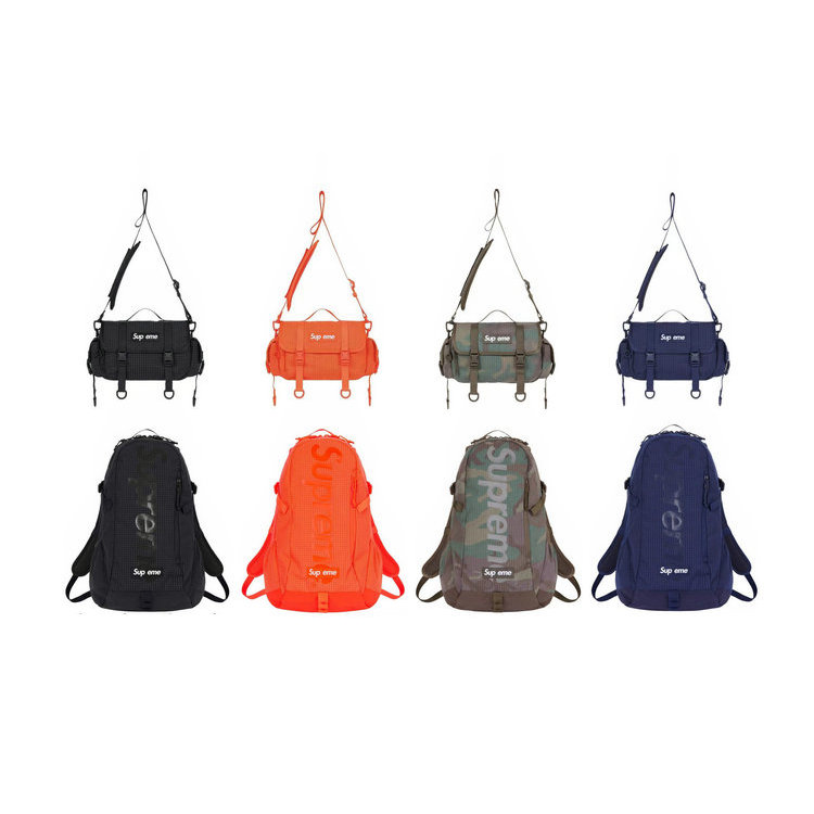 SS24 BACKPACK 压花徽标拉链开合 林地迷彩 双肩包 单肩包 斜挎包