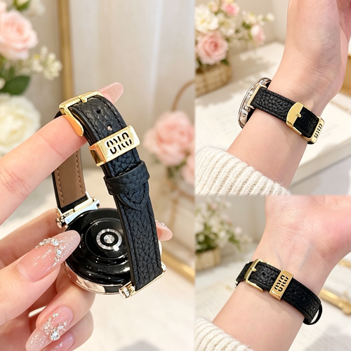 荔枝纹真皮适用华为gt6手表带watch4/gt5pro女士新款GT432pro高级fit5/fit4超好看手表替换带