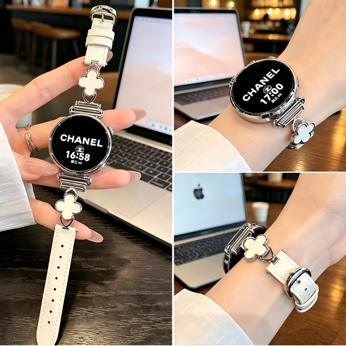 适用华为gt7手表gt6pro表带新款gt5/4夏季gt4pro四叶草金属watch5pro真皮皮质watch5/4时尚创意gt3高级感腕带