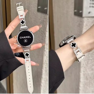 3金属gt2腕带41mm四叶草拼皮新款 知了兔适用华为gt6手表表带gt5新款 41mm手表带高级gt4 4女款 秋冬轻奢 watch5