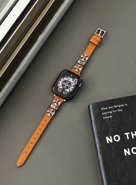 适用苹果手表applewatch表带s11代iwatch10十字架SE小众甜酷风y2k女生细款皮s9/Ultra新款个性s87克罗心41mm