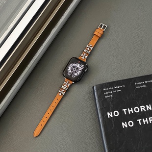 个性 Ultra新款 s87克罗心41mm 皮s9 适用苹果手表applewatch表带s11代iwatch10十字架SE小众甜酷风y2k女生细款