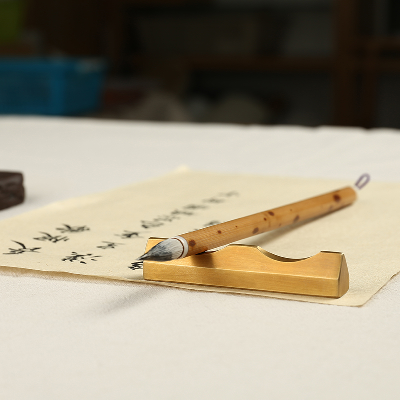 黄铜笔搁笔置铜镇纸镇尺 仿古金属实心大中小学生小巧可爱 单支
