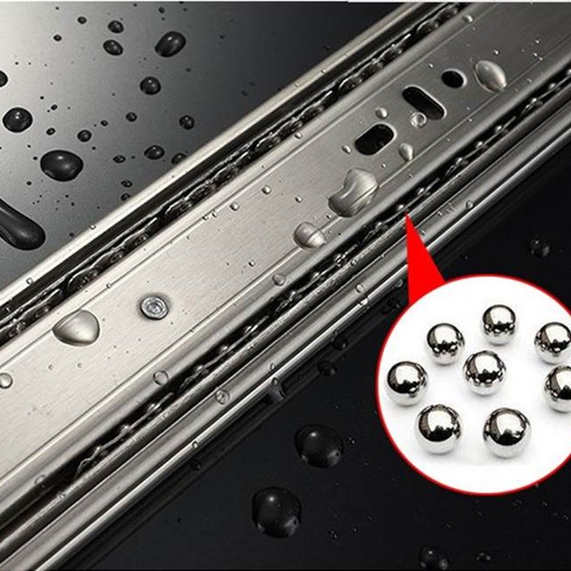 抽屉导轨缓冲阻尼滑轨托底45mm大衣柜柜子滚珠滑条轨道三节