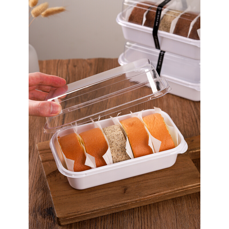。日式蛋糕卷包装盒中式糕点桃酥盒打包切块瑞士甜品梦龙卷透明盒