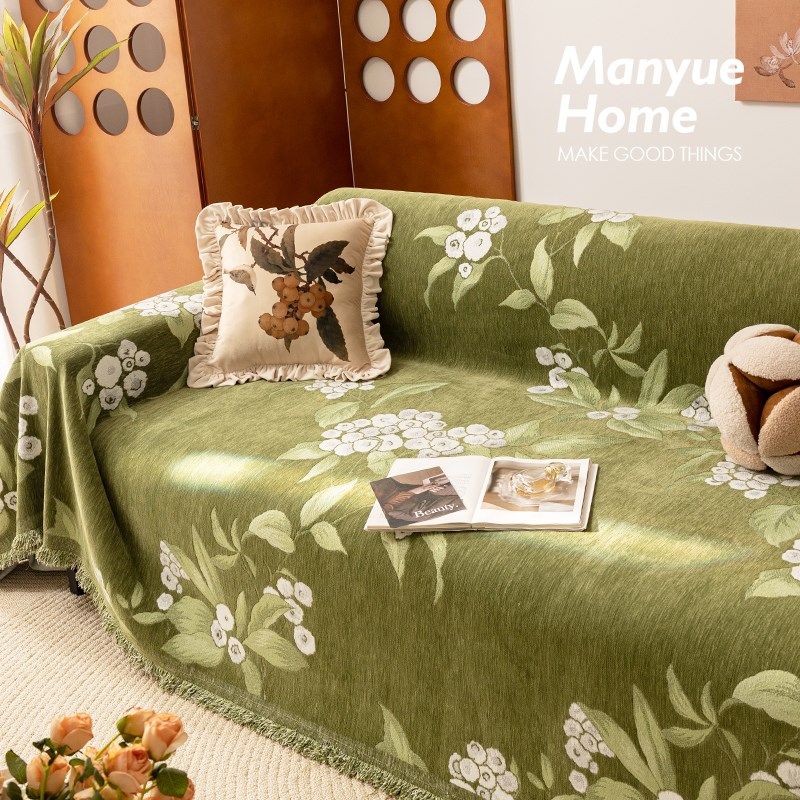 M.life 绿裳 新中式雪尼尔沙C发巾一片式沙发套罩布巾防猫抓四季,居家布艺,沙发套,淘宝优惠券,粉丝福利购,淘宝优惠卷