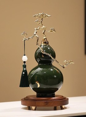 新中式客厅玄关富贵青松葫芦摆件家居办公室N工艺品装饰品乔迁礼