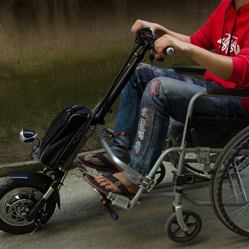 轮椅牵引车头残疾人n手推驱动头电动车头改装折叠链接架拆卸方便