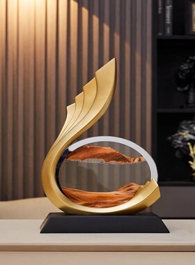 酒柜装饰品办公室装o饰摆件轻奢高档客厅电视柜流沙画高级风生水