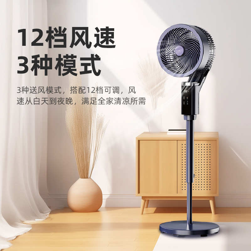 啦啦盯12档语音直流变频空气循环扇家用落地静音电T风扇3D遥控立