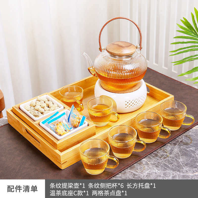 下午茶具茶杯耐热玻璃水果托盘蜡烛加热煮茶炉Q泡水果花草茶壶套