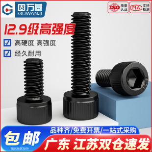 M18 12.9级内六角螺丝圆柱头杯头螺丝钉高强度黑加长内六角螺栓M2