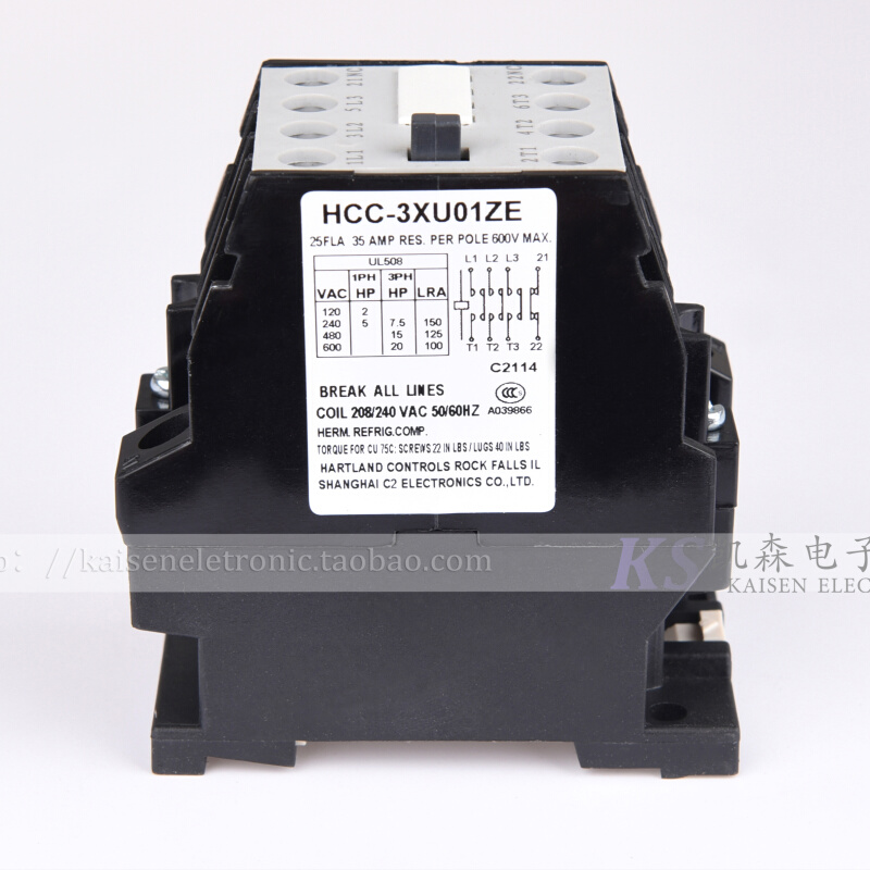 208V-240V 25A 3NO 1NC HCC-3XU01ZE 2501三相三极交流接触器