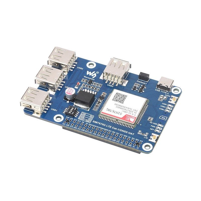 树莓派Caat-1/GNSS/USB扩展板 SIM7670G模组GNSS定位扩展3路USB2.