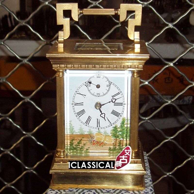 钟表 镀金双盘珐G琅皮套钟机械座钟,家居饰品,座钟,淘宝优惠券,粉丝福利购,淘宝优惠卷